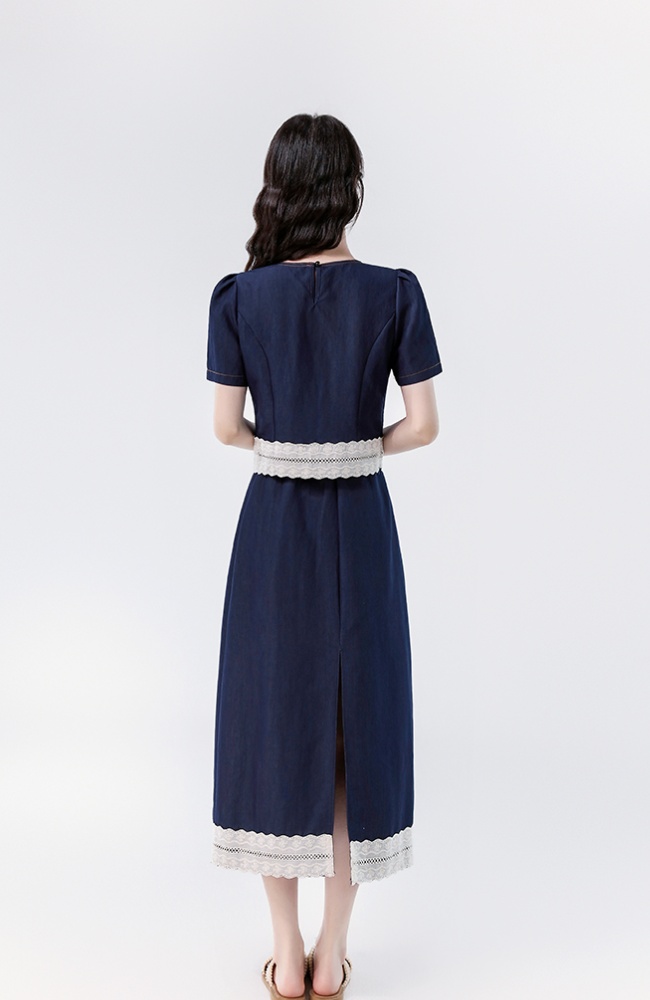 Summer denim jacket chanelstyle thin skirt 2pcs set