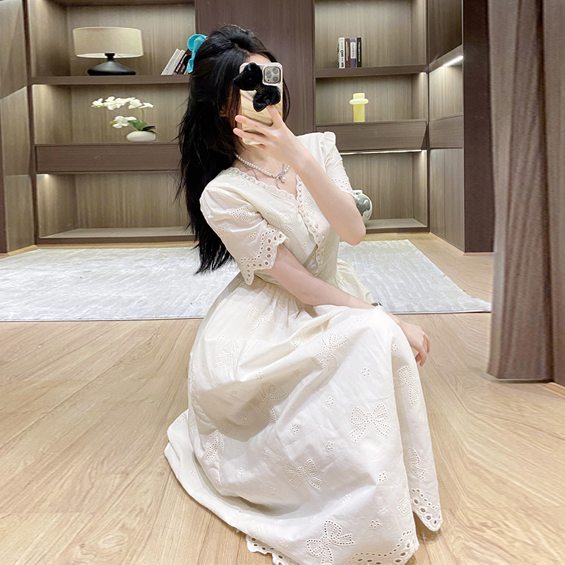 France style temperament dress V-neck small lady long dress