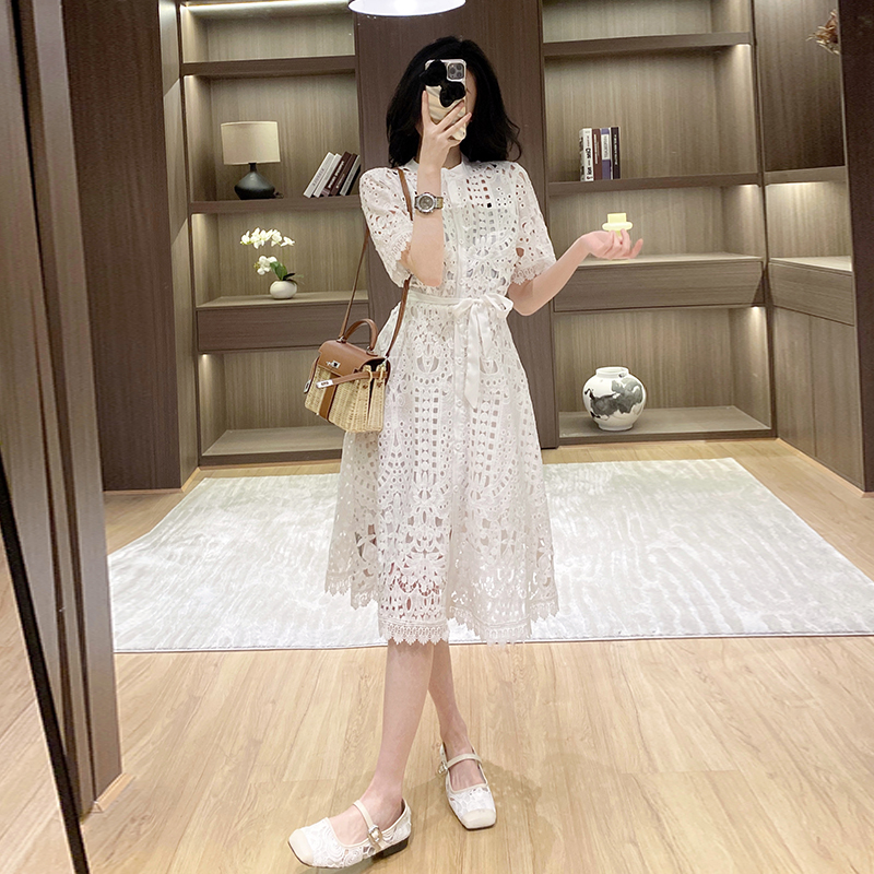 France style niche dress light hollow long dress