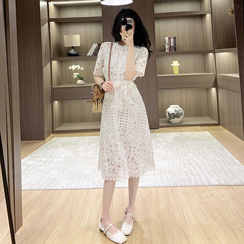 France style niche dress light hollow long dress