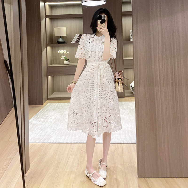 France style niche dress light hollow long dress