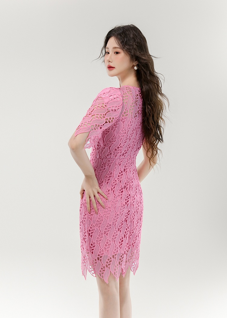 Hollow package hip niche slim lace sexy dress