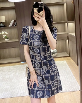 Fashion embroidery slim flowers summer sequins dress