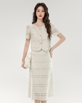 Western style slim fashion small fellow skirt 2pcs set