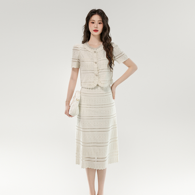 Western style slim fashion small fellow skirt 2pcs set