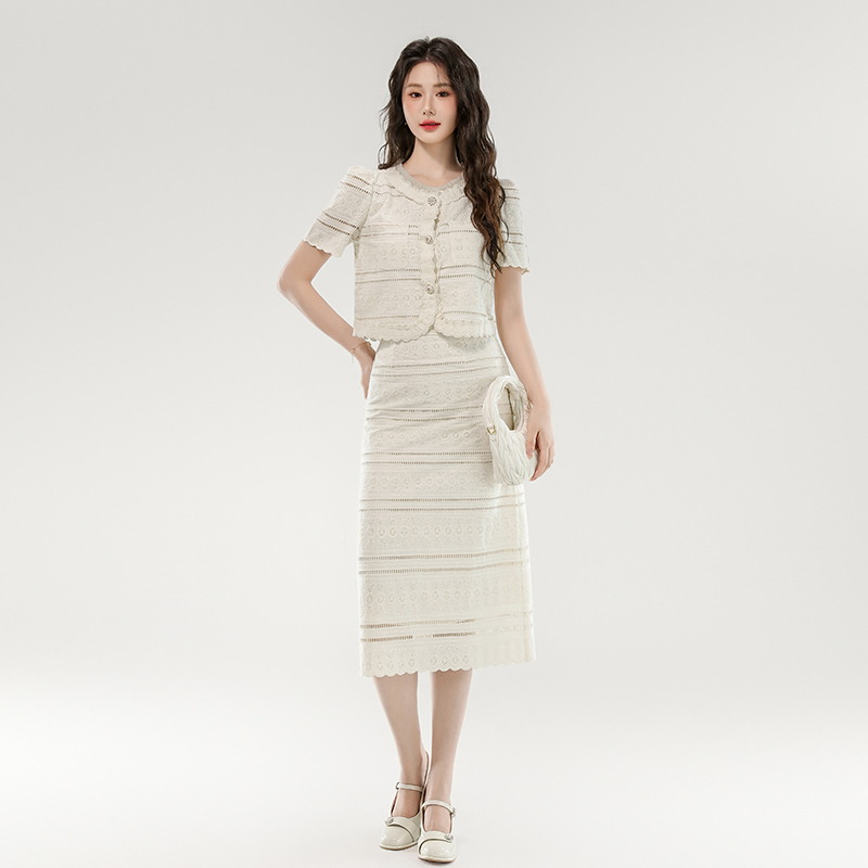 Western style slim fashion small fellow skirt 2pcs set