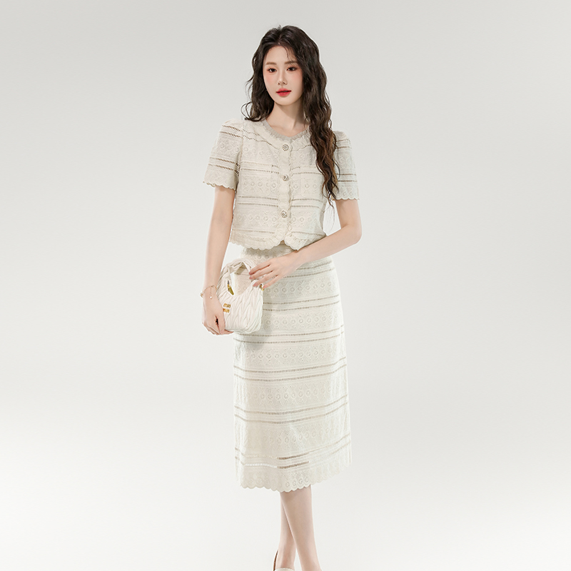 Western style slim fashion small fellow skirt 2pcs set