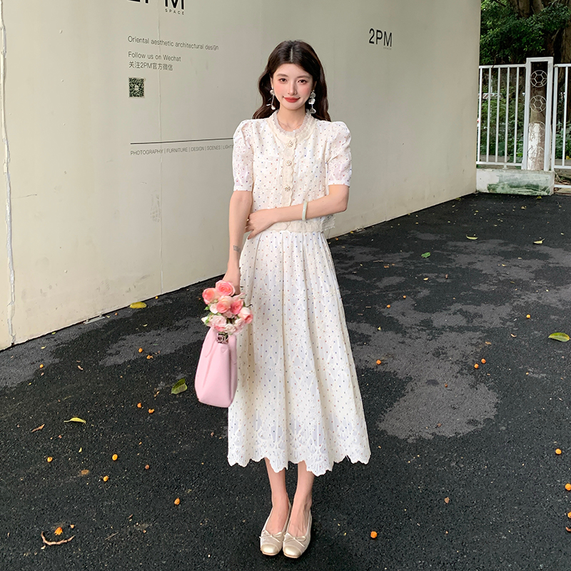 Embroidery show young lace fashion skirt 2pcs set