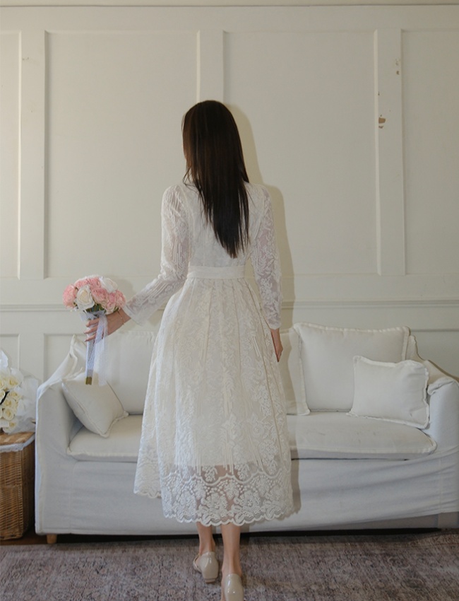 Embroidery fashion slim shirt colors pinched waist dress