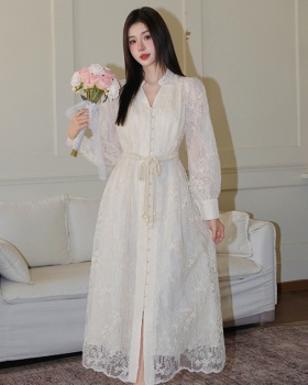 Slim big skirt dress embroidery long dress