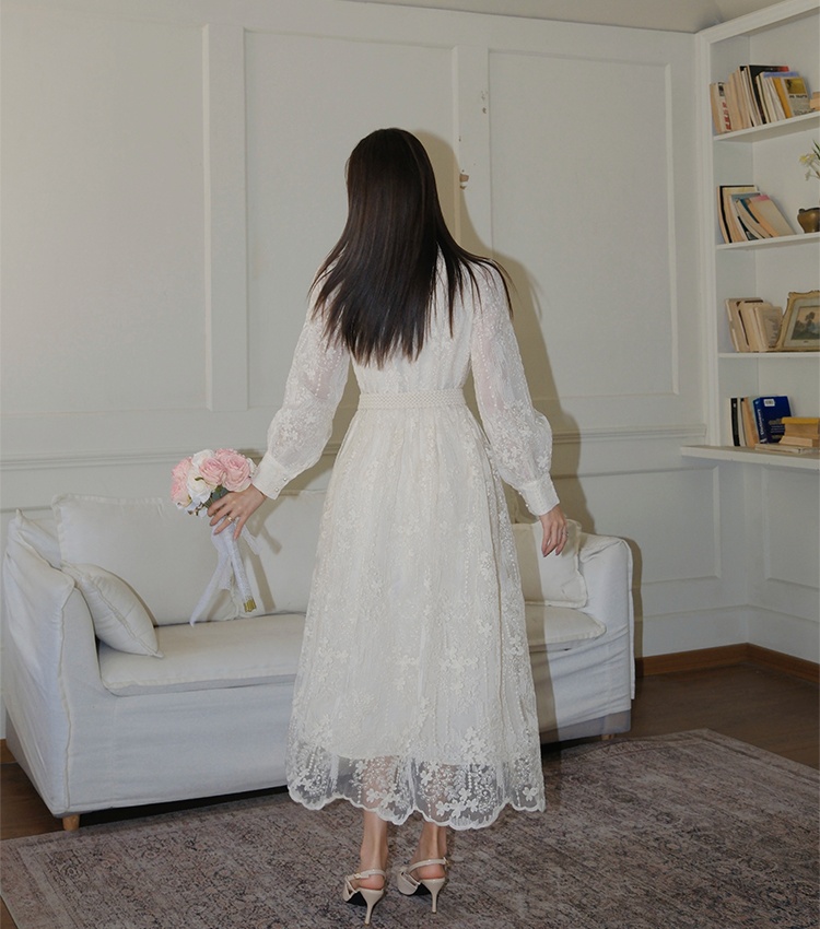 Slim big skirt dress embroidery long dress