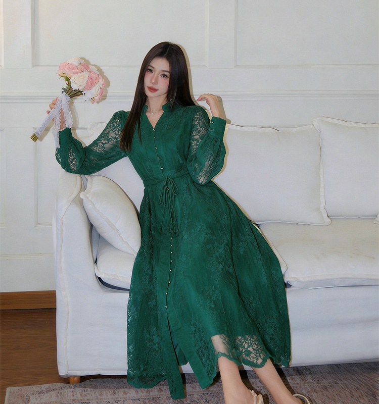 Slim big skirt dress embroidery long dress