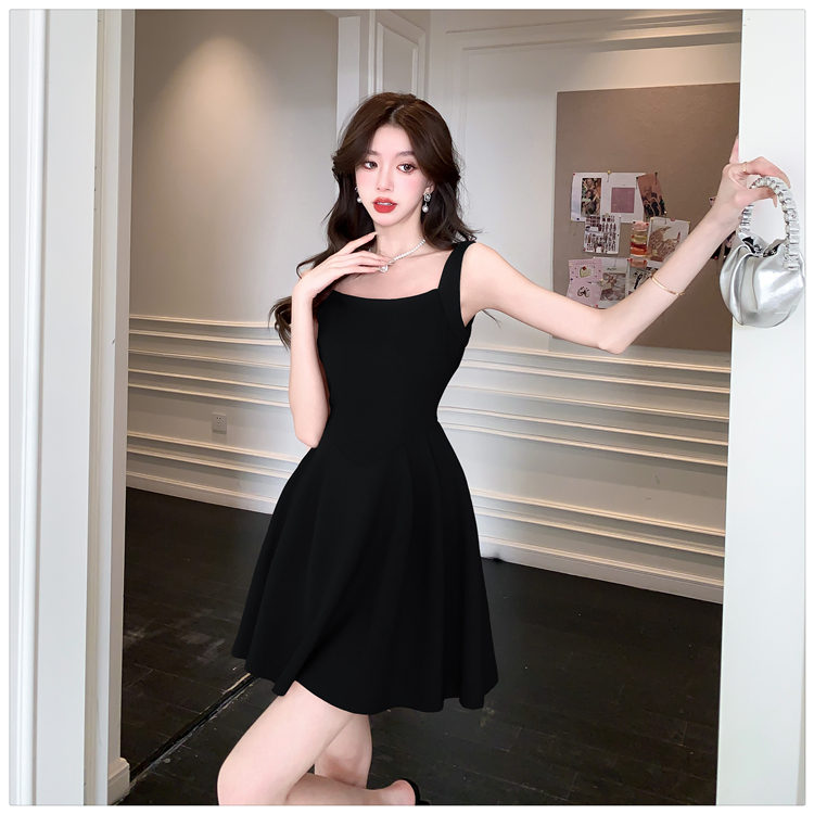 Summer red formal dress tender France style T-back