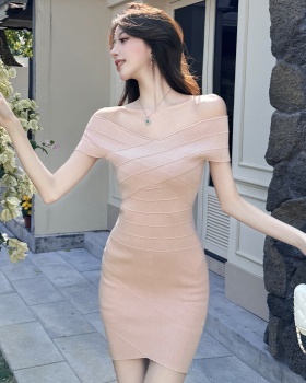 Cross formal dress knitted dress for women