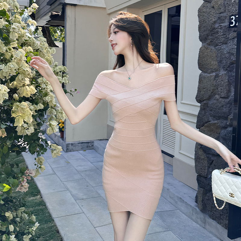 Cross formal dress knitted dress for women