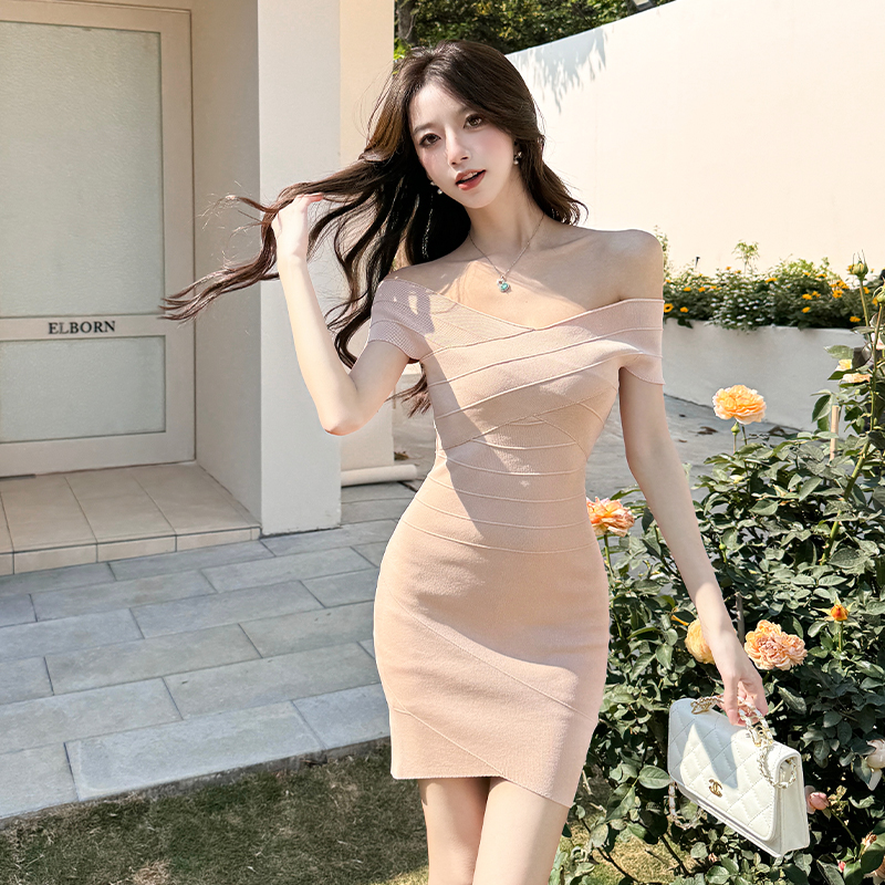 Cross formal dress knitted dress for women