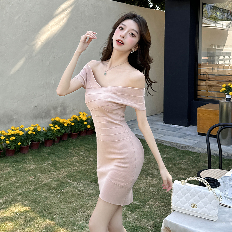 Cross formal dress knitted dress for women