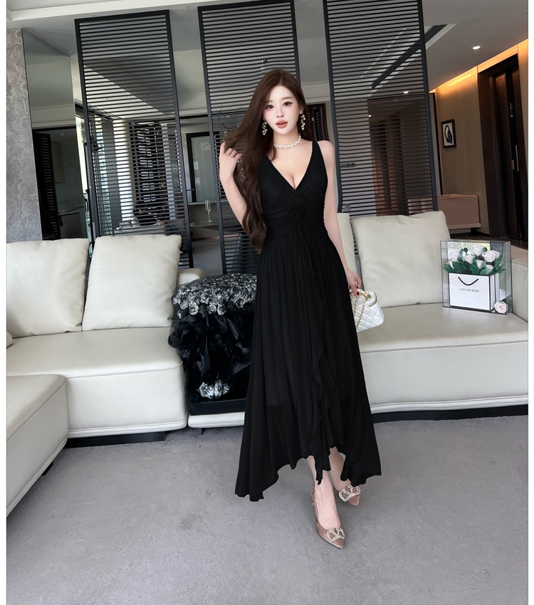 Temperament halter dress sexy sleeveless long dress