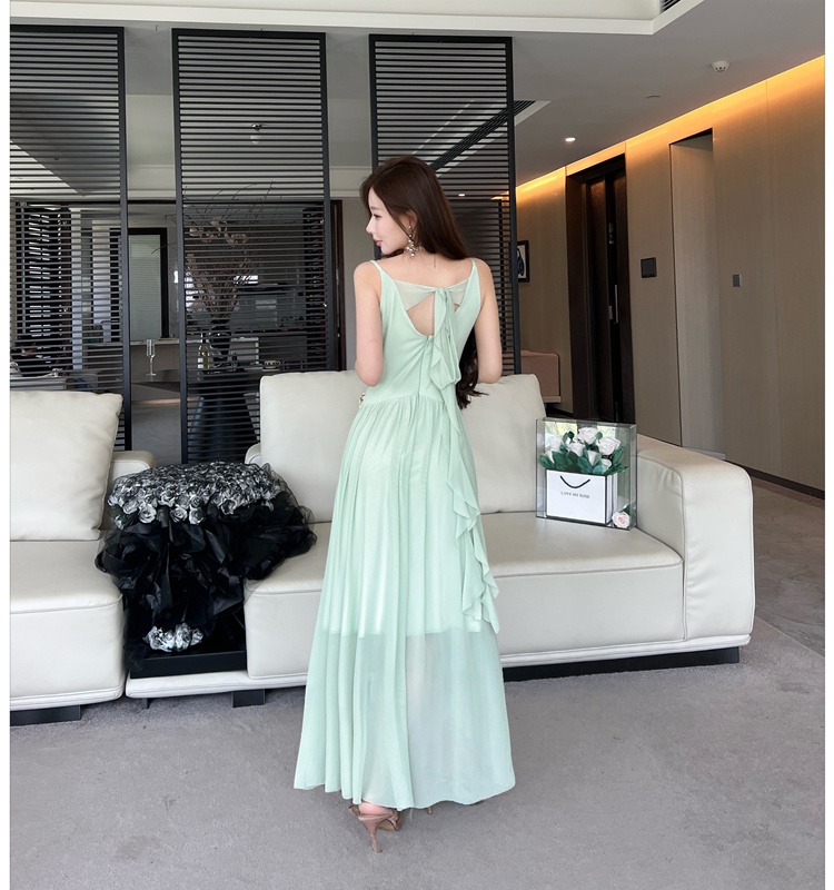 Temperament halter dress sexy sleeveless long dress