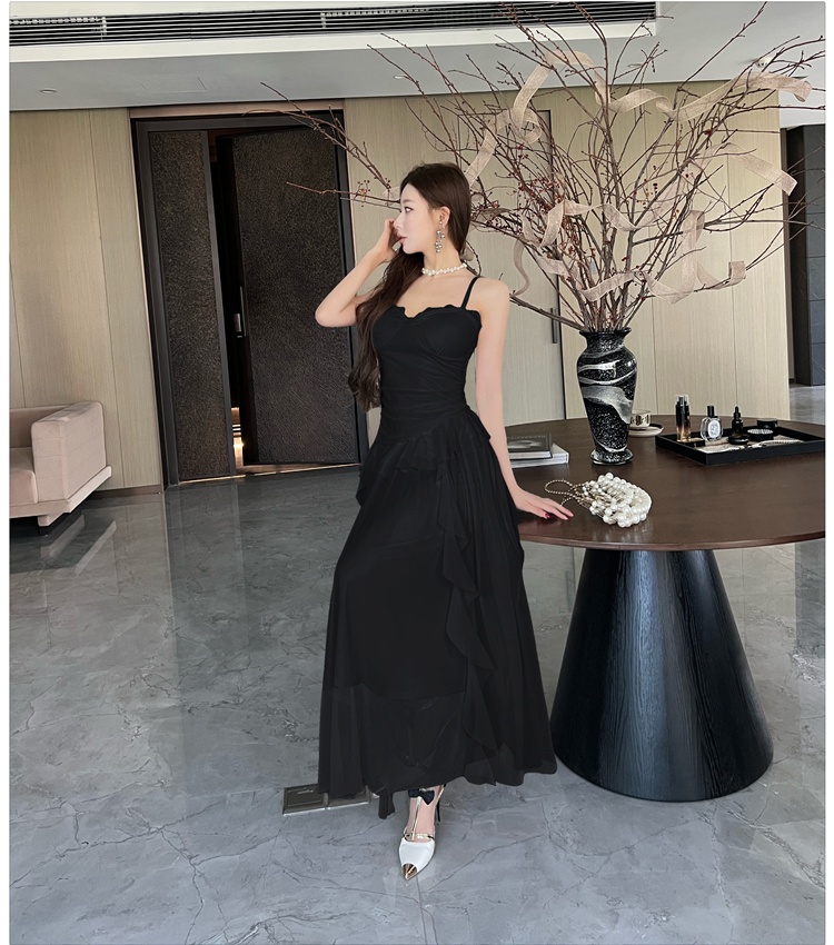 Sexy sling floral long dress slim tassels dress