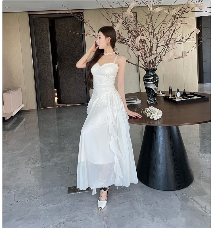 Sexy sling floral long dress slim tassels dress