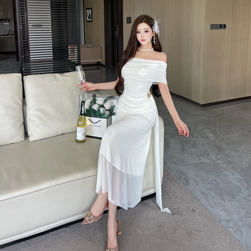 Slim spicegirl long dress enticement gauze dress