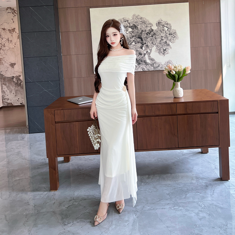 Slim spicegirl long dress enticement gauze dress