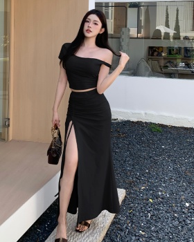 Slim short skirt package hip spicegirl tops 2pcs set
