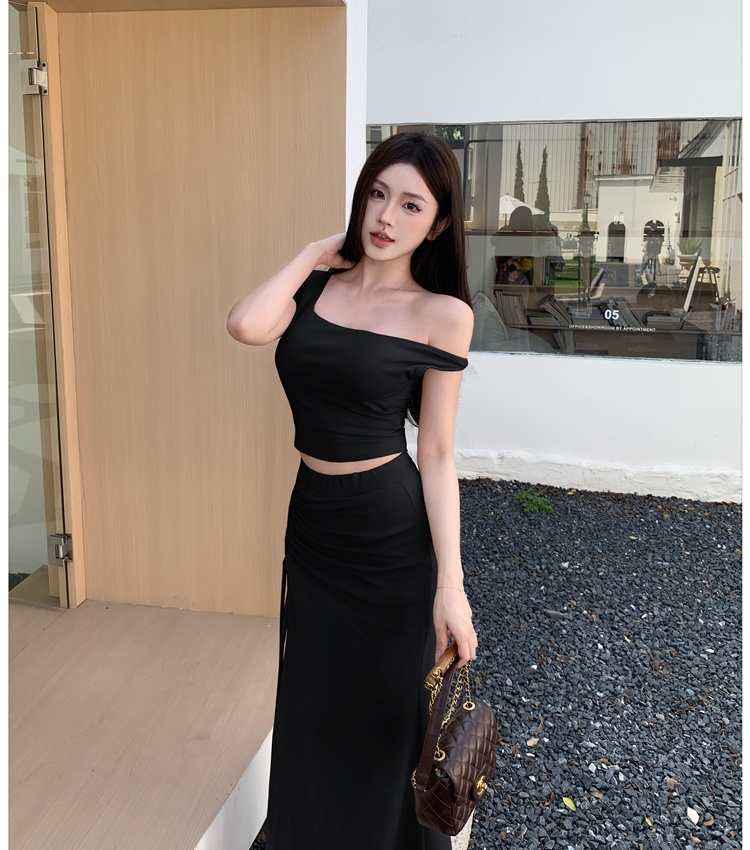 Slim short skirt package hip spicegirl tops 2pcs set