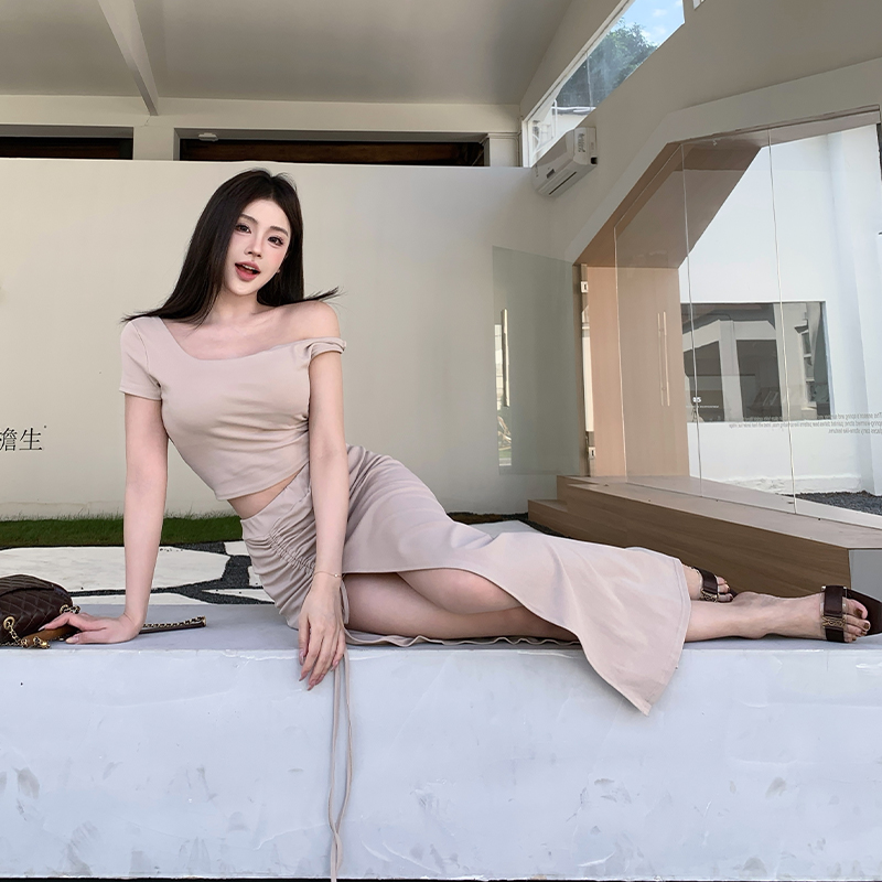 Slim short skirt package hip spicegirl tops 2pcs set