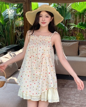 Retro wrapped chest loose dress sling Korean style T-back