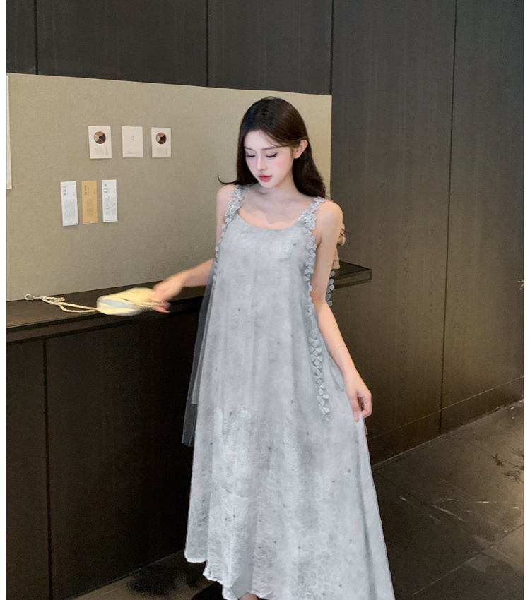 Vacation summer France style long dress slim beautiful dress