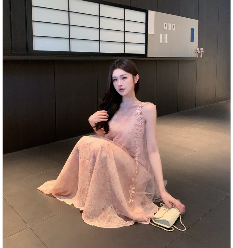 Vacation summer France style long dress slim beautiful dress