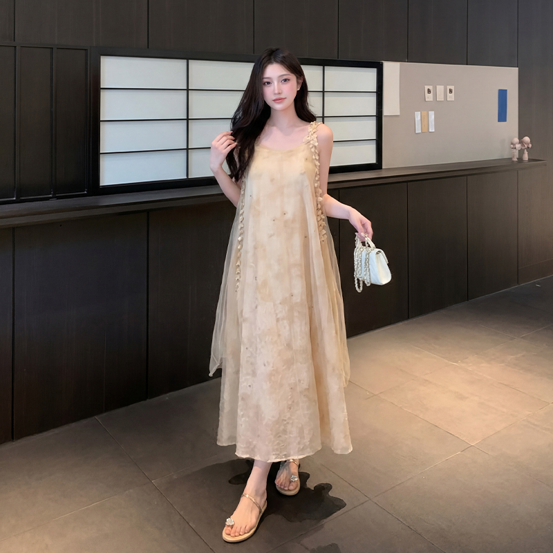 Vacation summer France style long dress slim beautiful dress