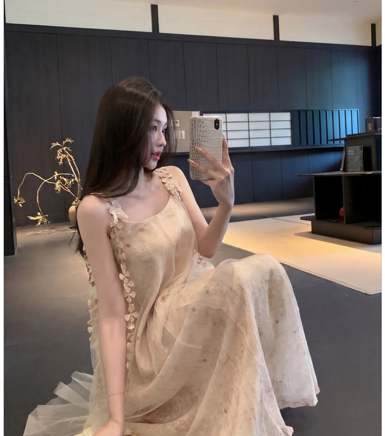 Vacation summer France style long dress slim beautiful dress