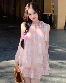 Floral temperament culottes France style tops 2pcs set