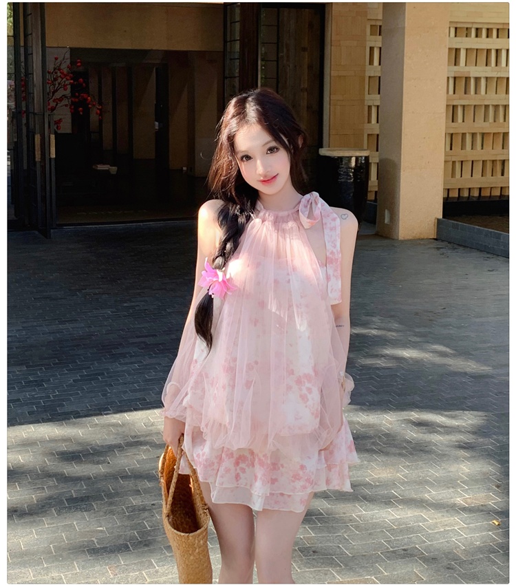 Floral temperament culottes France style tops 2pcs set