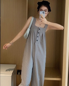 Conjoined Western style bib pants houndstooth fashion pants