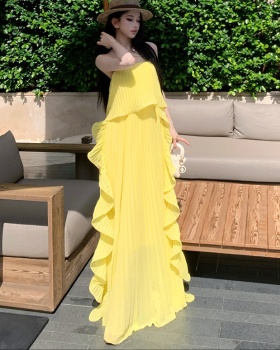 Island flair big skirt dress beautiful crimp long dress