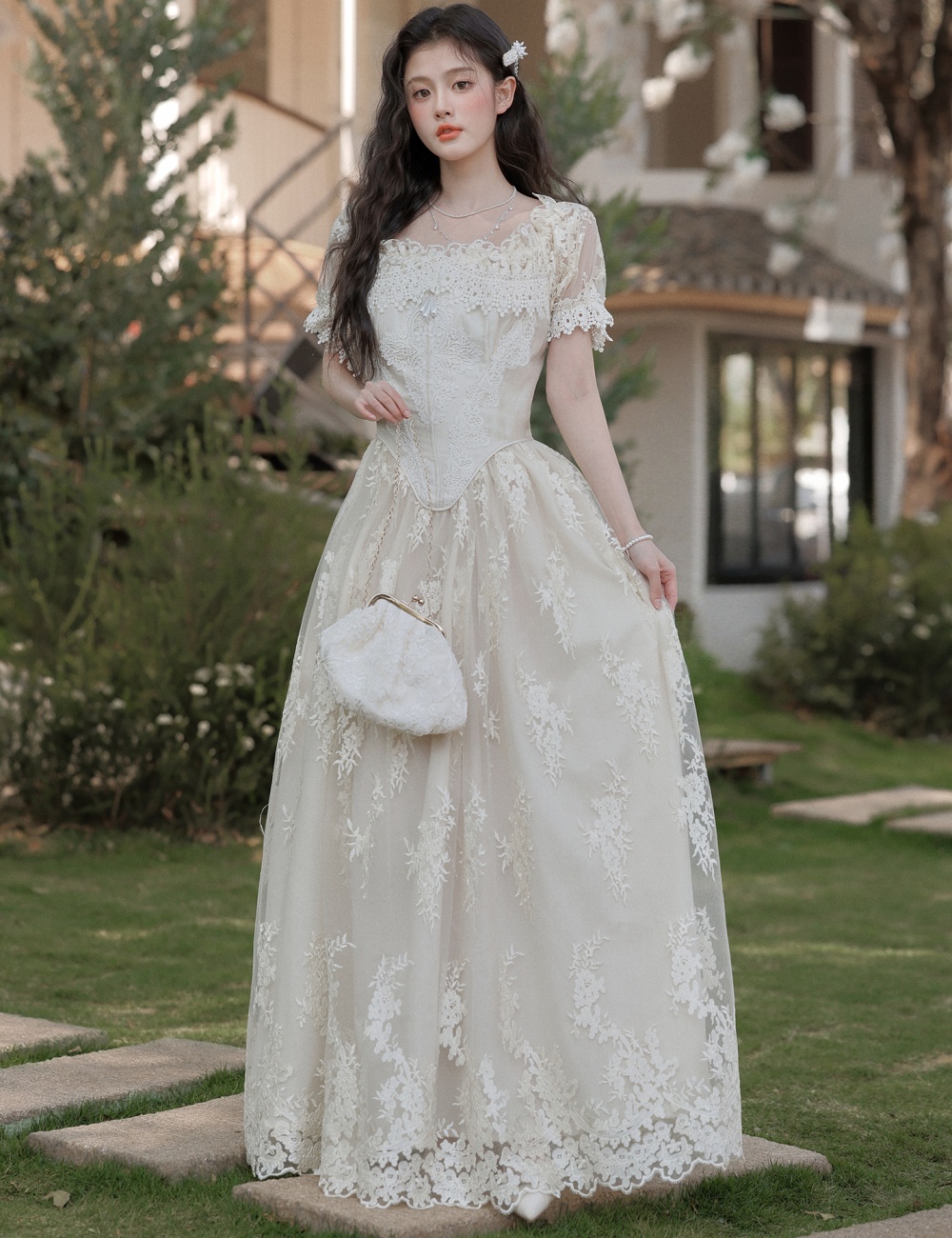 Light court style wedding dress retro France style dress