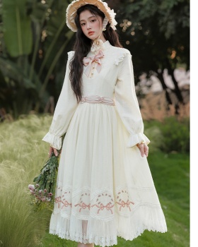 Elegant sweet sweet princess bow embroidery light dress