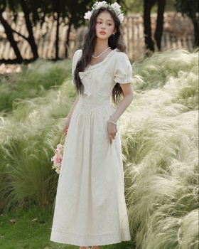 Slim art France style long dress jacquard show young dress