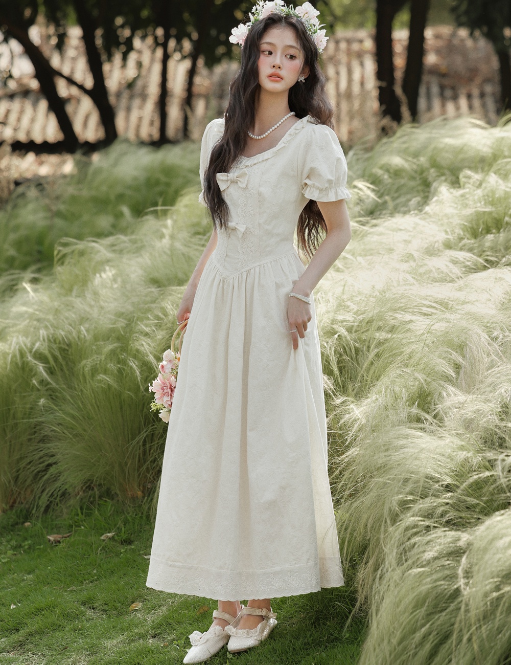 Slim art France style long dress jacquard show young dress