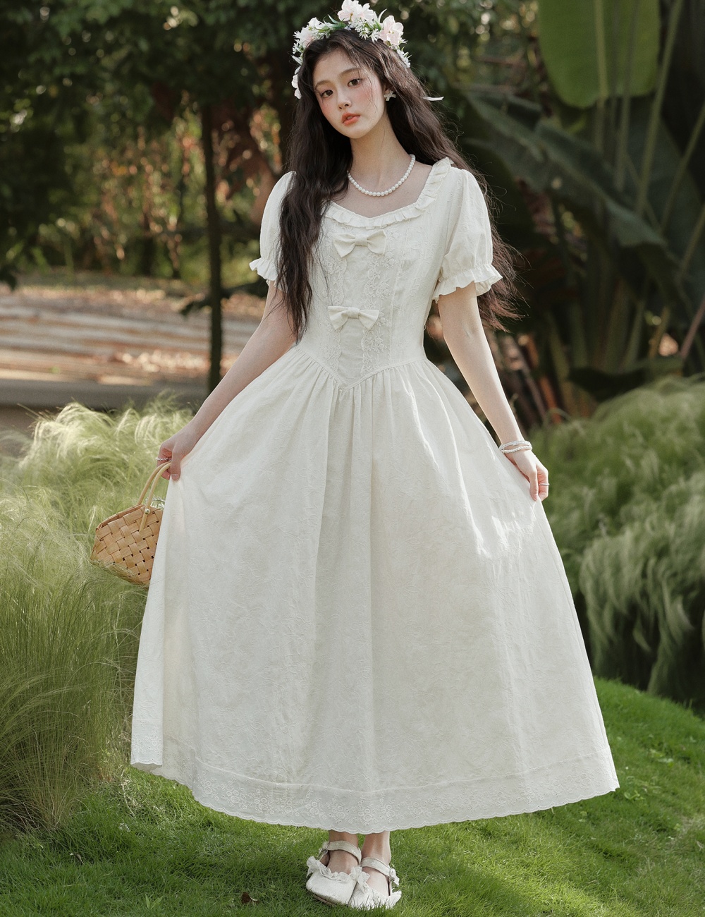 Slim art France style long dress jacquard show young dress