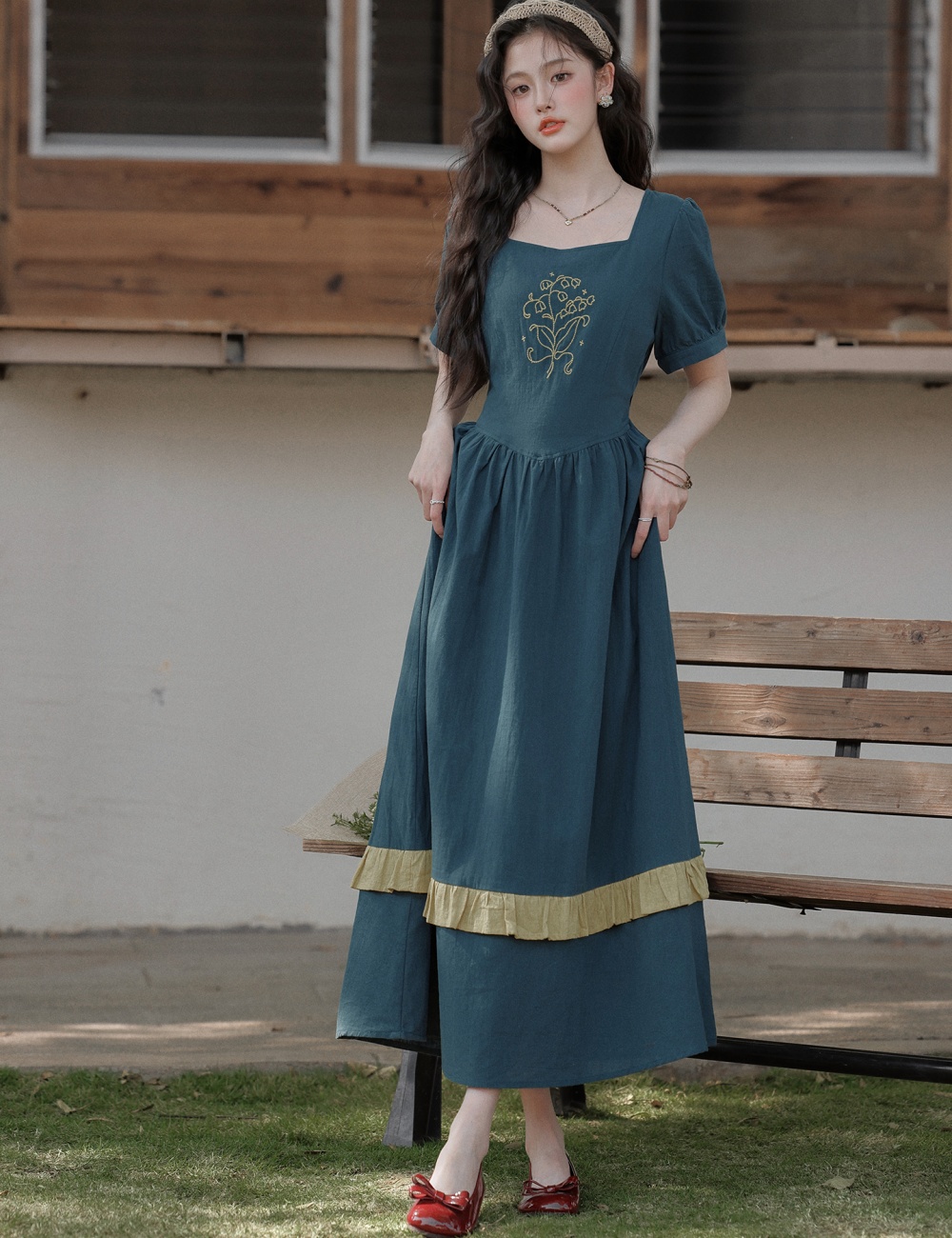 Mixed colors art sweet long dress summer temperament dress