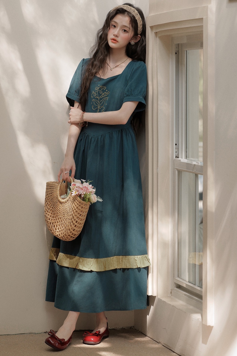 Mixed colors art sweet long dress summer temperament dress