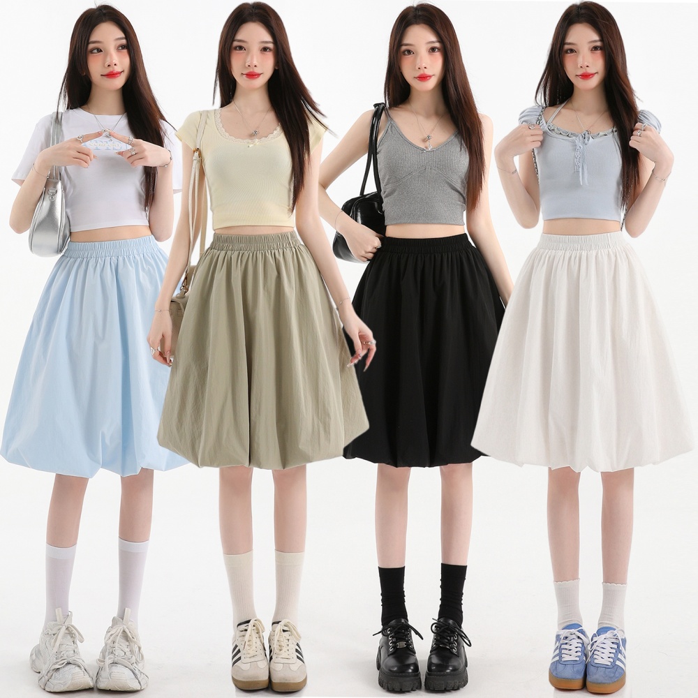 Slim small fellow A-line short skirt high waist summer puff skirt