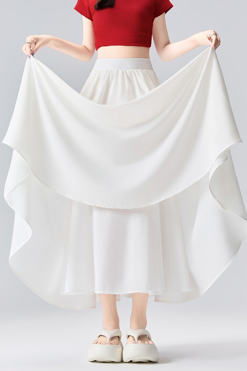 Elastic waist summer long skirt drape skirt for women