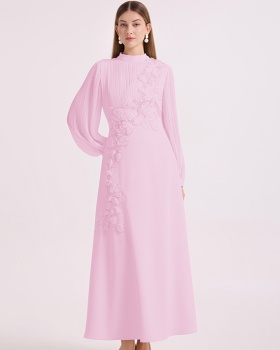 Splice flowers France style light luxury round neck dress