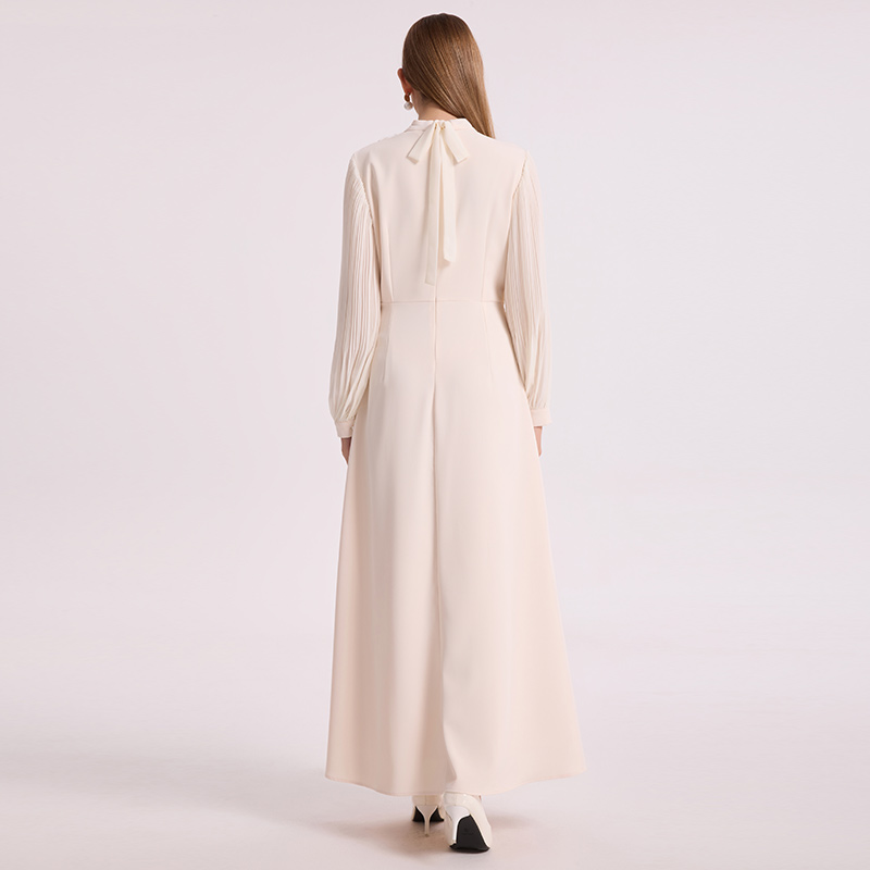 Splice flowers France style light luxury round neck dress